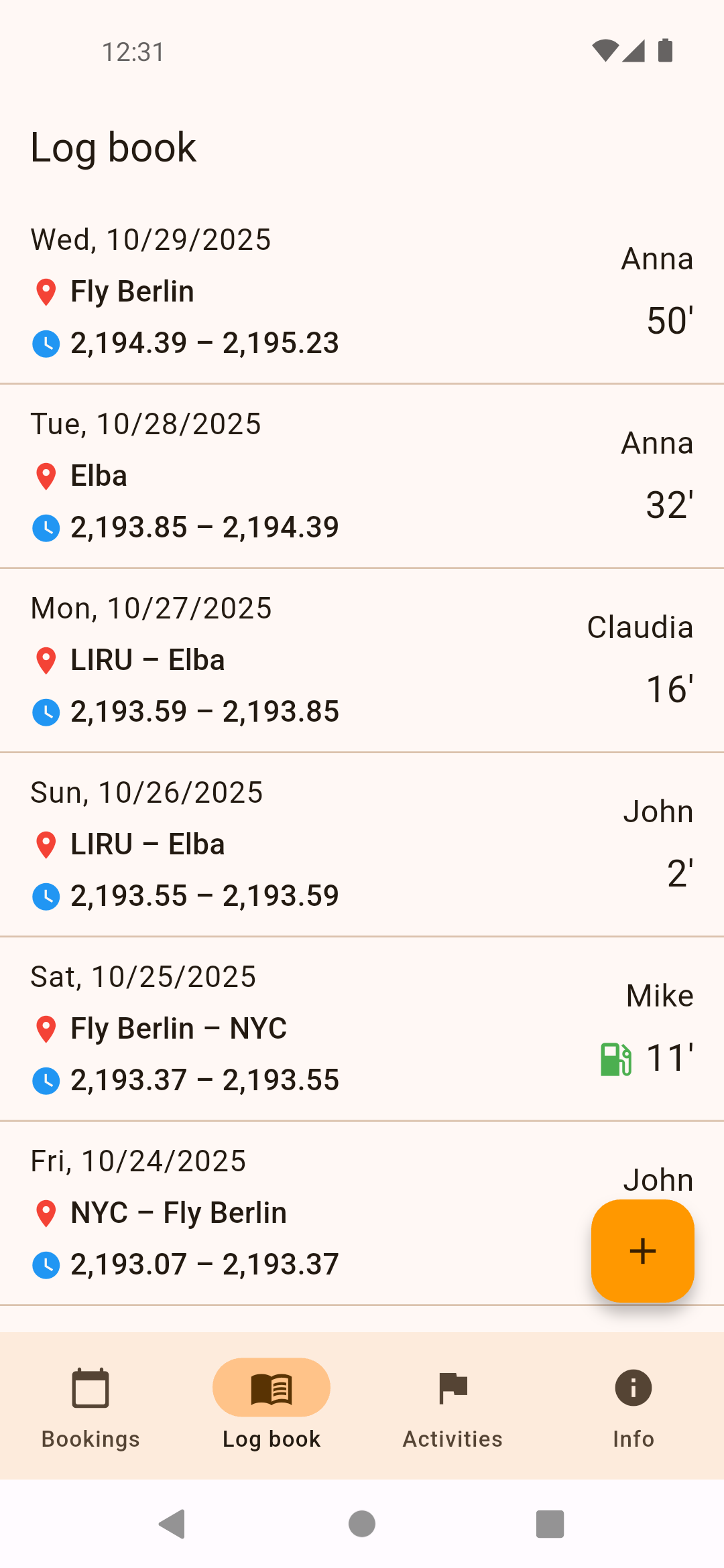 Logbook - List